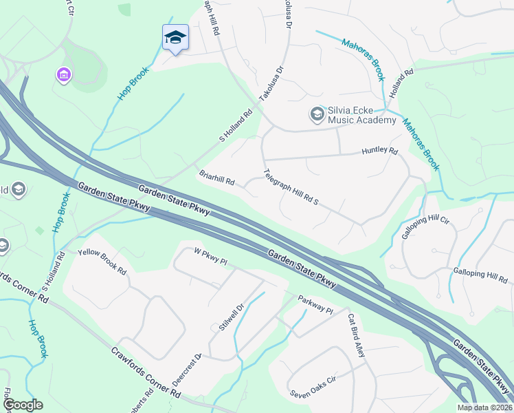 map of restaurants, bars, coffee shops, grocery stores, and more near 16 Briarhill Road in Holmdel