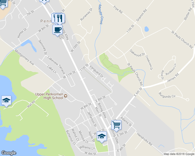 map of restaurants, bars, coffee shops, grocery stores, and more near 104 Asbury Drive in Red Hill