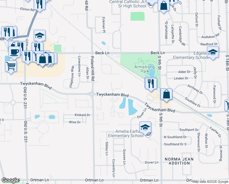 map of restaurants, bars, coffee shops, grocery stores, and more near 2980 Cajun Court in Lafayette