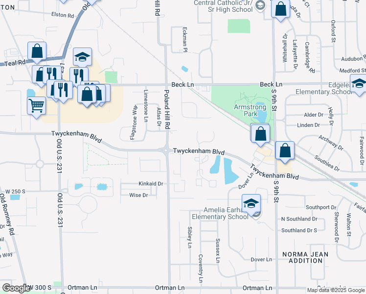 map of restaurants, bars, coffee shops, grocery stores, and more near 2962 Rampart Street in Lafayette