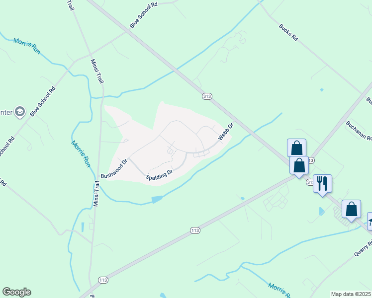 map of restaurants, bars, coffee shops, grocery stores, and more near 1231 Webb Drive in Perkasie