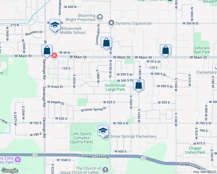 map of restaurants, bars, coffee shops, grocery stores, and more near 1713 West Grays Place in Lehi