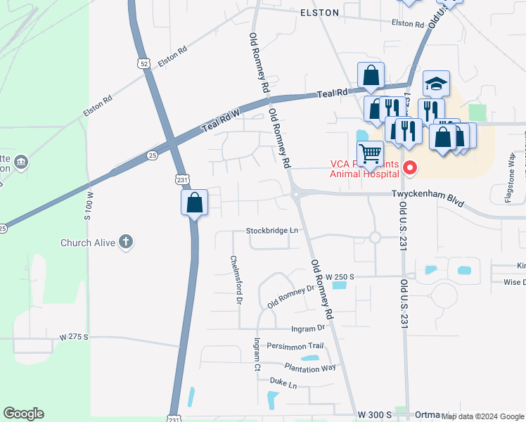 map of restaurants, bars, coffee shops, grocery stores, and more near 312B Brunswick Drive in Lafayette