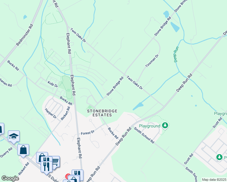 map of restaurants, bars, coffee shops, grocery stores, and more near 249 Barnhill Road in Perkasie