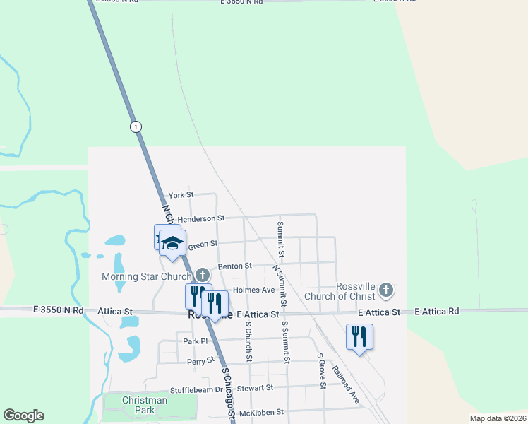 map of restaurants, bars, coffee shops, grocery stores, and more near 208 Henderson Street in Rossville