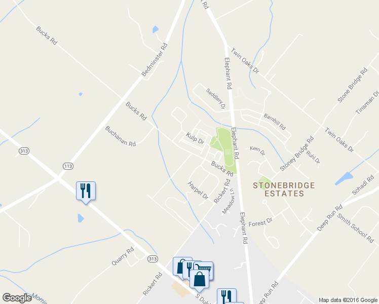 map of restaurants, bars, coffee shops, grocery stores, and more near 427 Bucks Road in Perkasie