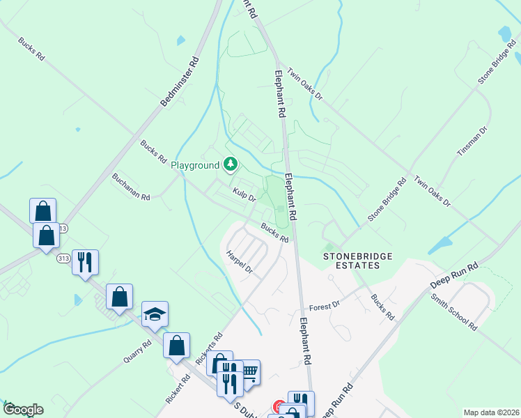 map of restaurants, bars, coffee shops, grocery stores, and more near 206 Kulp Drive in Perkasie
