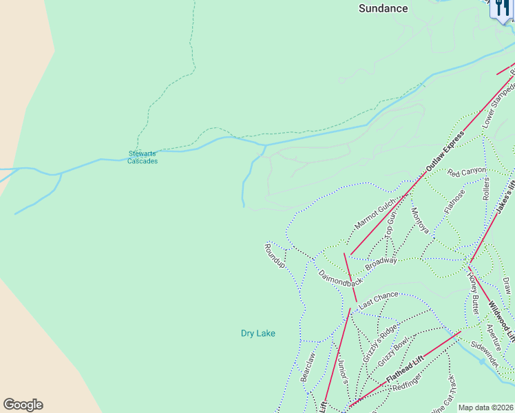 map of restaurants, bars, coffee shops, grocery stores, and more near 8417 North State Street in Sundance
