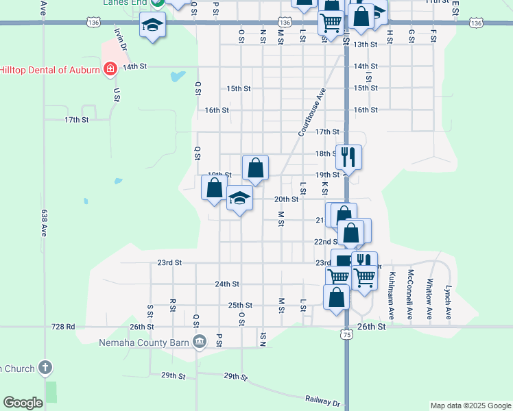 map of restaurants, bars, coffee shops, grocery stores, and more near 1946-1998 N Street in Auburn
