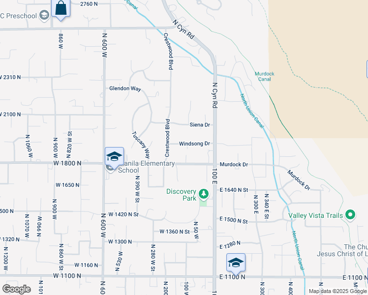map of restaurants, bars, coffee shops, grocery stores, and more near 116 Windsong Drive in Pleasant Grove