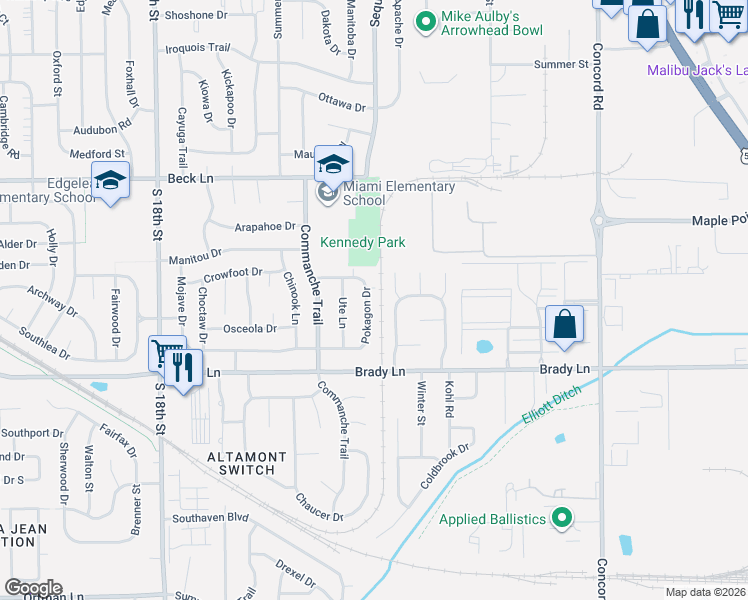 map of restaurants, bars, coffee shops, grocery stores, and more near 3024 Jamestown Circle in Lafayette