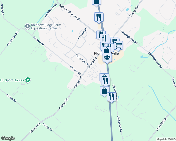 map of restaurants, bars, coffee shops, grocery stores, and more near 4884 Stump Road in Doylestown