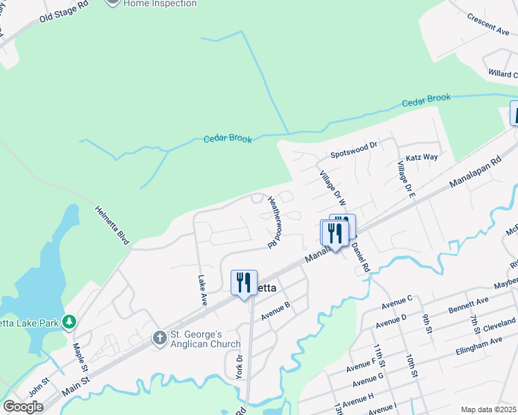 map of restaurants, bars, coffee shops, grocery stores, and more near 2811 Ridgefield Court in Helmetta