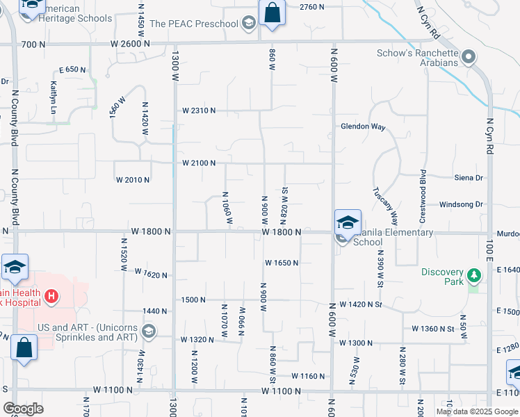 map of restaurants, bars, coffee shops, grocery stores, and more near 1897 North 900 West in Pleasant Grove