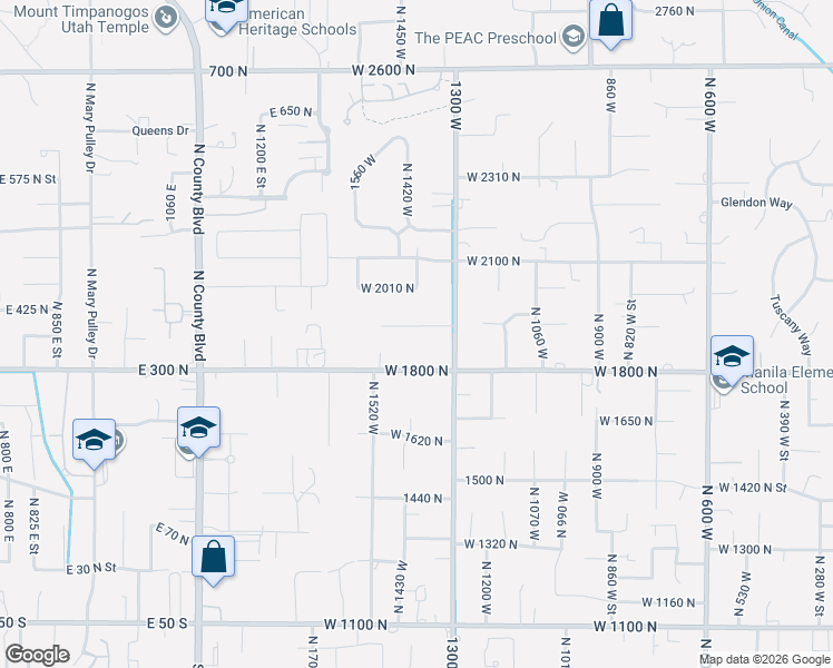 map of restaurants, bars, coffee shops, grocery stores, and more near 1401 West State Road in Pleasant Grove