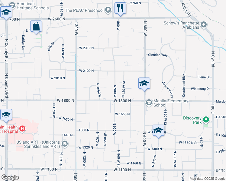 map of restaurants, bars, coffee shops, grocery stores, and more near 1897 North 900 West in Pleasant Grove