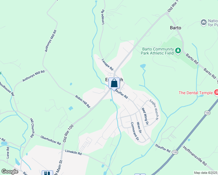 map of restaurants, bars, coffee shops, grocery stores, and more near 2130 Old Route 100 in Bechtelsville