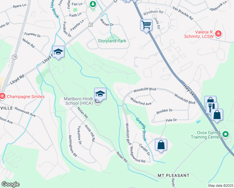 map of restaurants, bars, coffee shops, grocery stores, and more near 409 New Castle Court in Marlboro