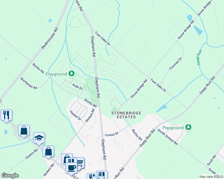 map of restaurants, bars, coffee shops, grocery stores, and more near 35 Kern Drive in Perkasie