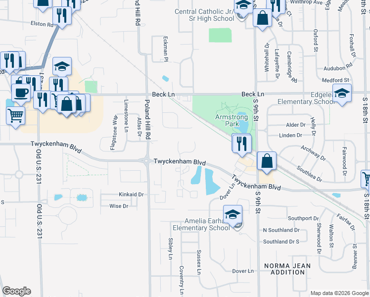 map of restaurants, bars, coffee shops, grocery stores, and more near 2980 Cajun Ct in Lafayette