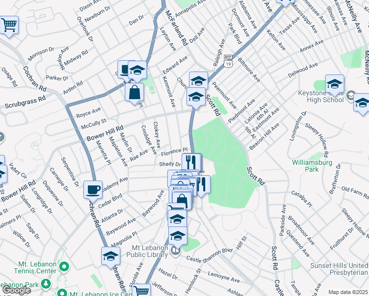 map of restaurants, bars, coffee shops, grocery stores, and more near 469 Kenmont Avenue in Pittsburgh