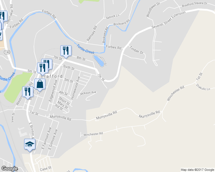 map of restaurants, bars, coffee shops, grocery stores, and more near 109 Hird Road in Trafford