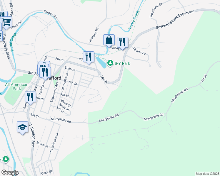 map of restaurants, bars, coffee shops, grocery stores, and more near 109 Hird Road in Trafford