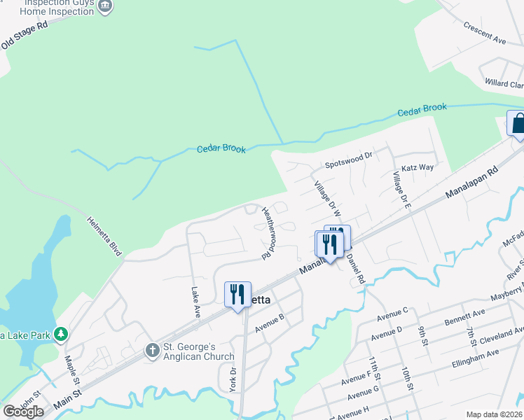 map of restaurants, bars, coffee shops, grocery stores, and more near 2103 Candlelight Court in Helmetta