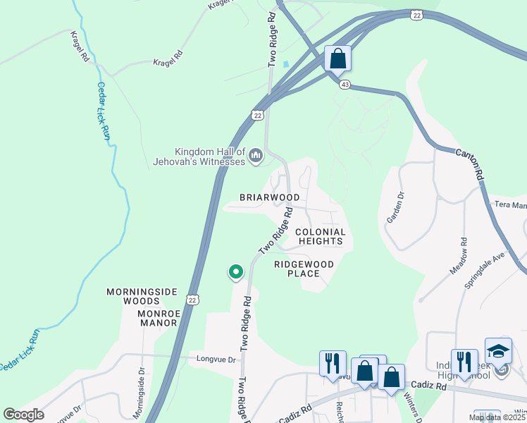 map of restaurants, bars, coffee shops, grocery stores, and more near 144 Christopher Avenue in Wintersville