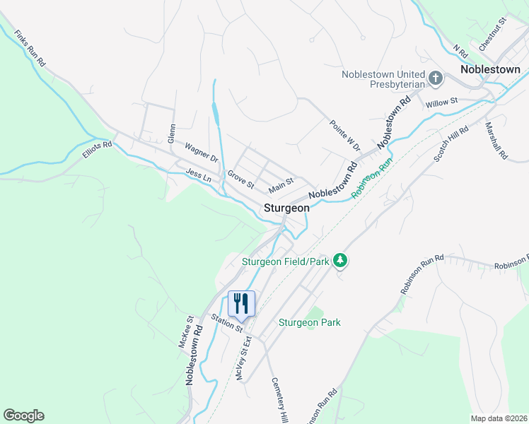 map of restaurants, bars, coffee shops, grocery stores, and more near 538 Finks Run Road in McDonald