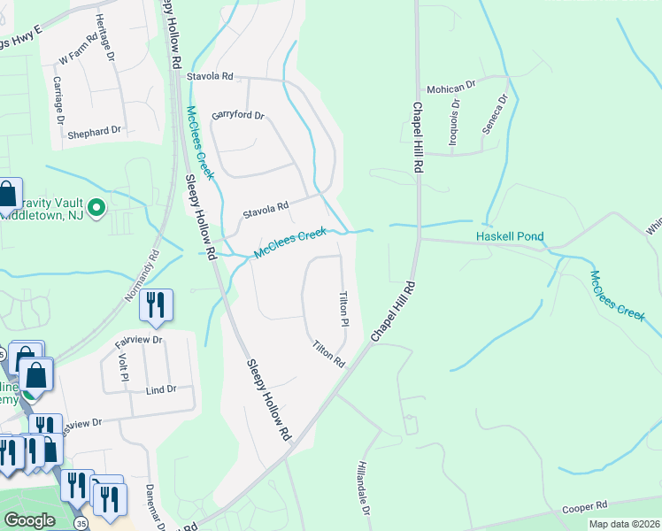 map of restaurants, bars, coffee shops, grocery stores, and more near 825 Tilton Place in Monmouth County