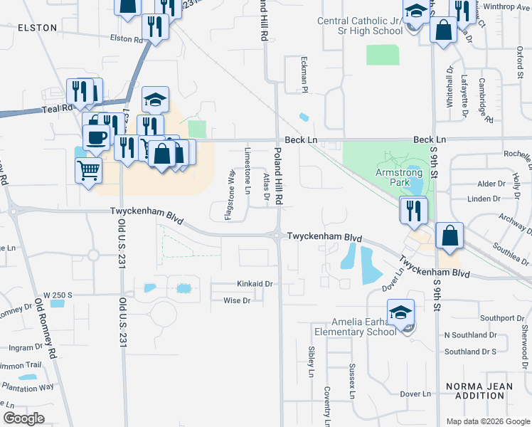 map of restaurants, bars, coffee shops, grocery stores, and more near 400-498 Matterhorn Place in Lafayette