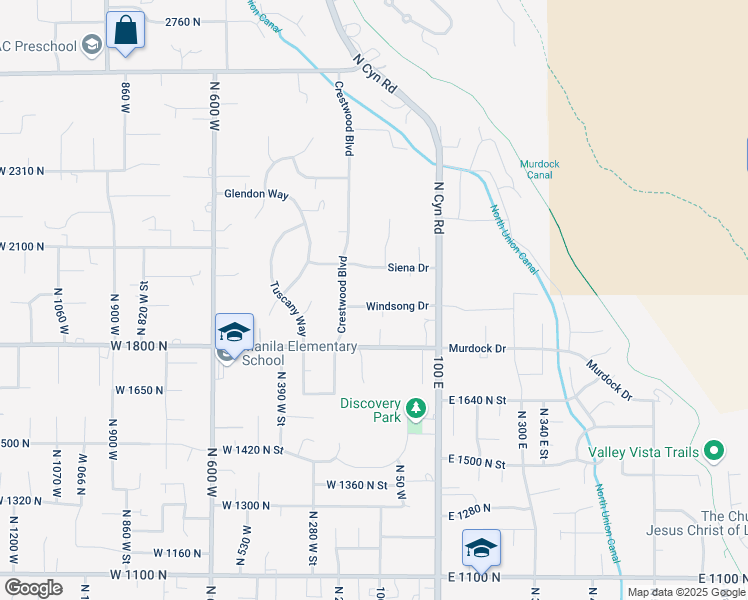 map of restaurants, bars, coffee shops, grocery stores, and more near 116 Windsong Drive in Pleasant Grove