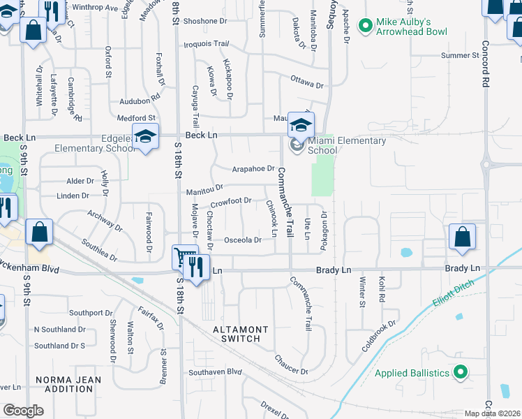 map of restaurants, bars, coffee shops, grocery stores, and more near 60 Inca Court in Lafayette