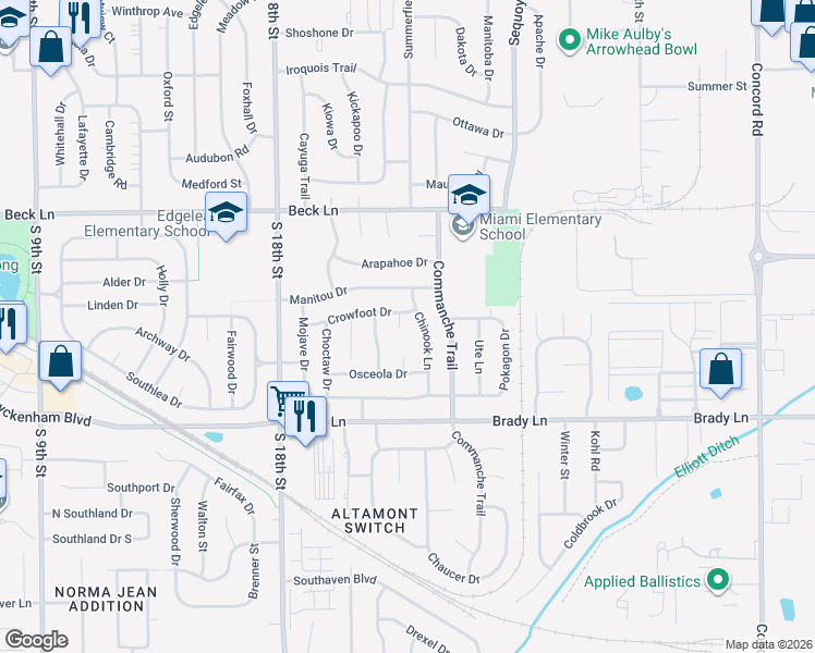 map of restaurants, bars, coffee shops, grocery stores, and more near 60 Inca Court in Lafayette