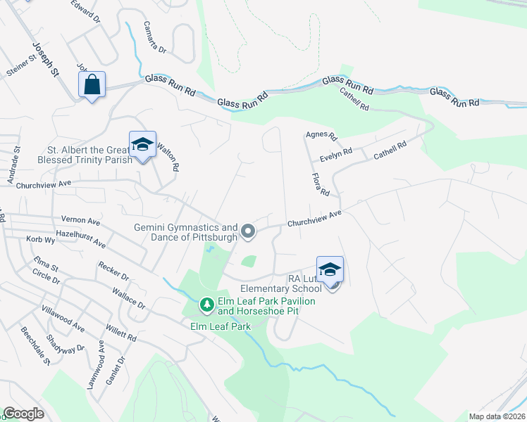 map of restaurants, bars, coffee shops, grocery stores, and more near 3377 Churchview Avenue in Pittsburgh