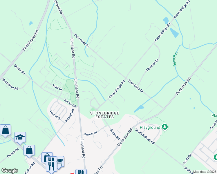 map of restaurants, bars, coffee shops, grocery stores, and more near 249 Barnhill Road in Perkasie