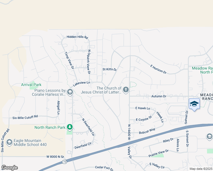 map of restaurants, bars, coffee shops, grocery stores, and more near 9561 North Horizon Drive in Eagle Mountain