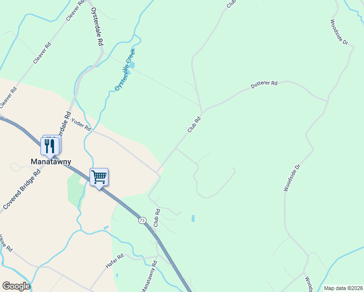 map of restaurants, bars, coffee shops, grocery stores, and more near 115 Club Road in Oley