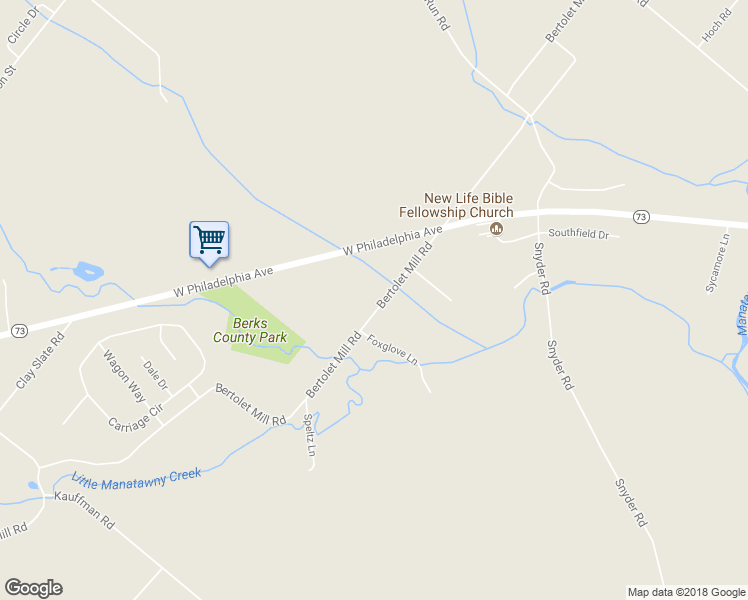 map of restaurants, bars, coffee shops, grocery stores, and more near 281 Bertolet Mill Road in Oley