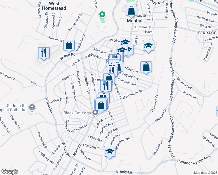 map of restaurants, bars, coffee shops, grocery stores, and more near 3619 Botsford Street in Homestead