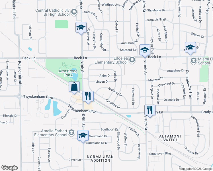 map of restaurants, bars, coffee shops, grocery stores, and more near 1044 Archway Drive in Lafayette