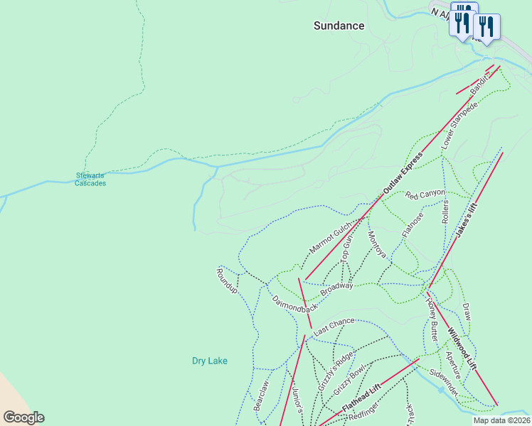 map of restaurants, bars, coffee shops, grocery stores, and more near 2936 North State Street in Sundance