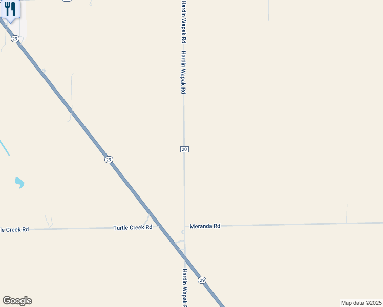 map of restaurants, bars, coffee shops, grocery stores, and more near 12800 Hardin-Wapakoneta Road in Anna
