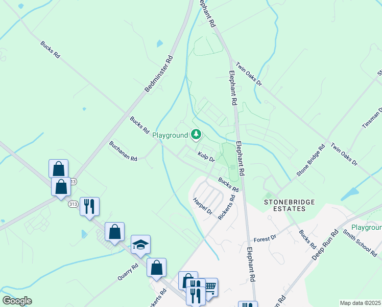 map of restaurants, bars, coffee shops, grocery stores, and more near 238 Kulp Drive in Perkasie
