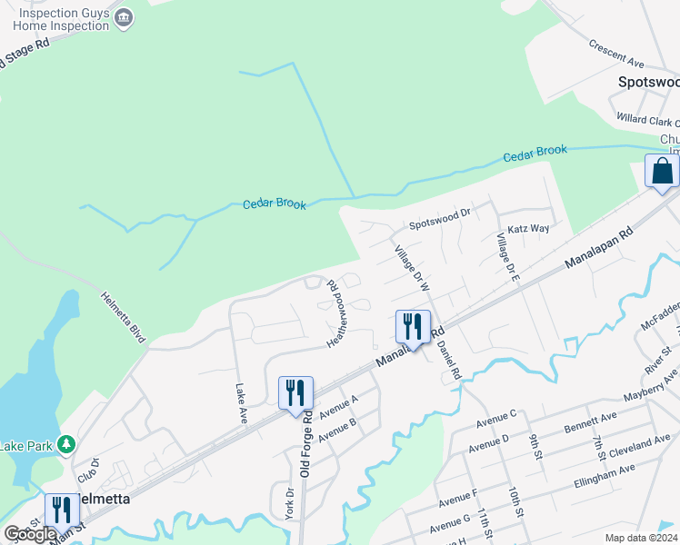 map of restaurants, bars, coffee shops, grocery stores, and more near 2103 Candlelight Court in Helmetta