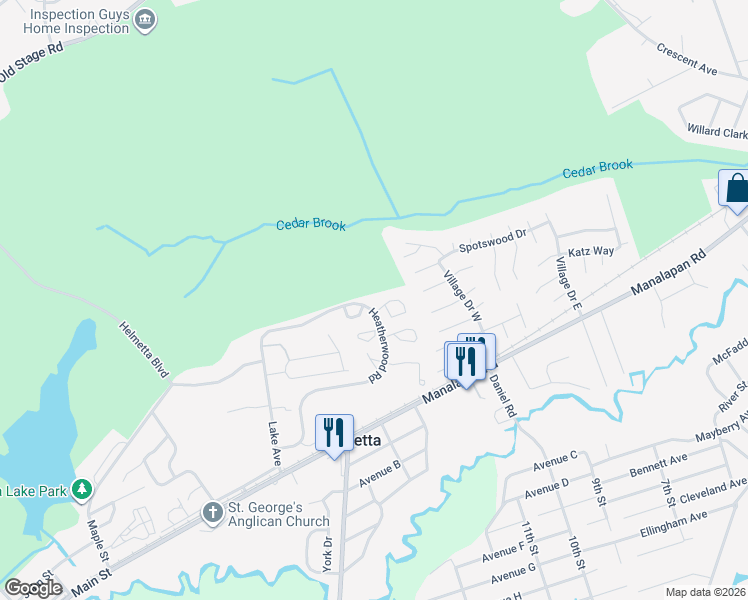 map of restaurants, bars, coffee shops, grocery stores, and more near 2103 Candlelight Court in Helmetta