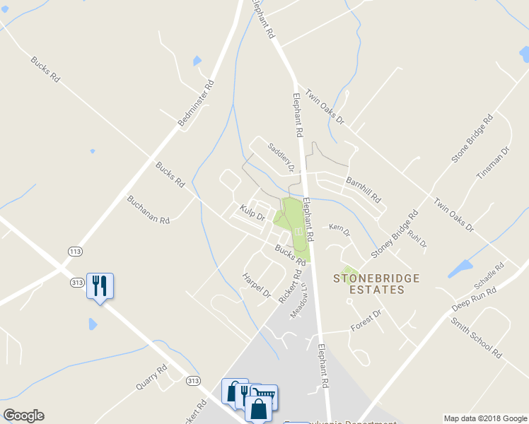 map of restaurants, bars, coffee shops, grocery stores, and more near 206 Kulp Drive in Perkasie