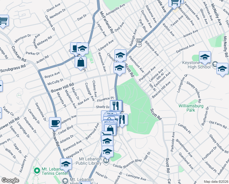 map of restaurants, bars, coffee shops, grocery stores, and more near 469 Kenmont Avenue in Pittsburgh