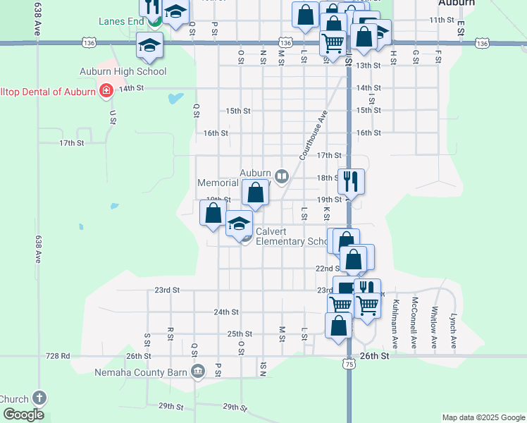 map of restaurants, bars, coffee shops, grocery stores, and more near 1946 N Street in Auburn